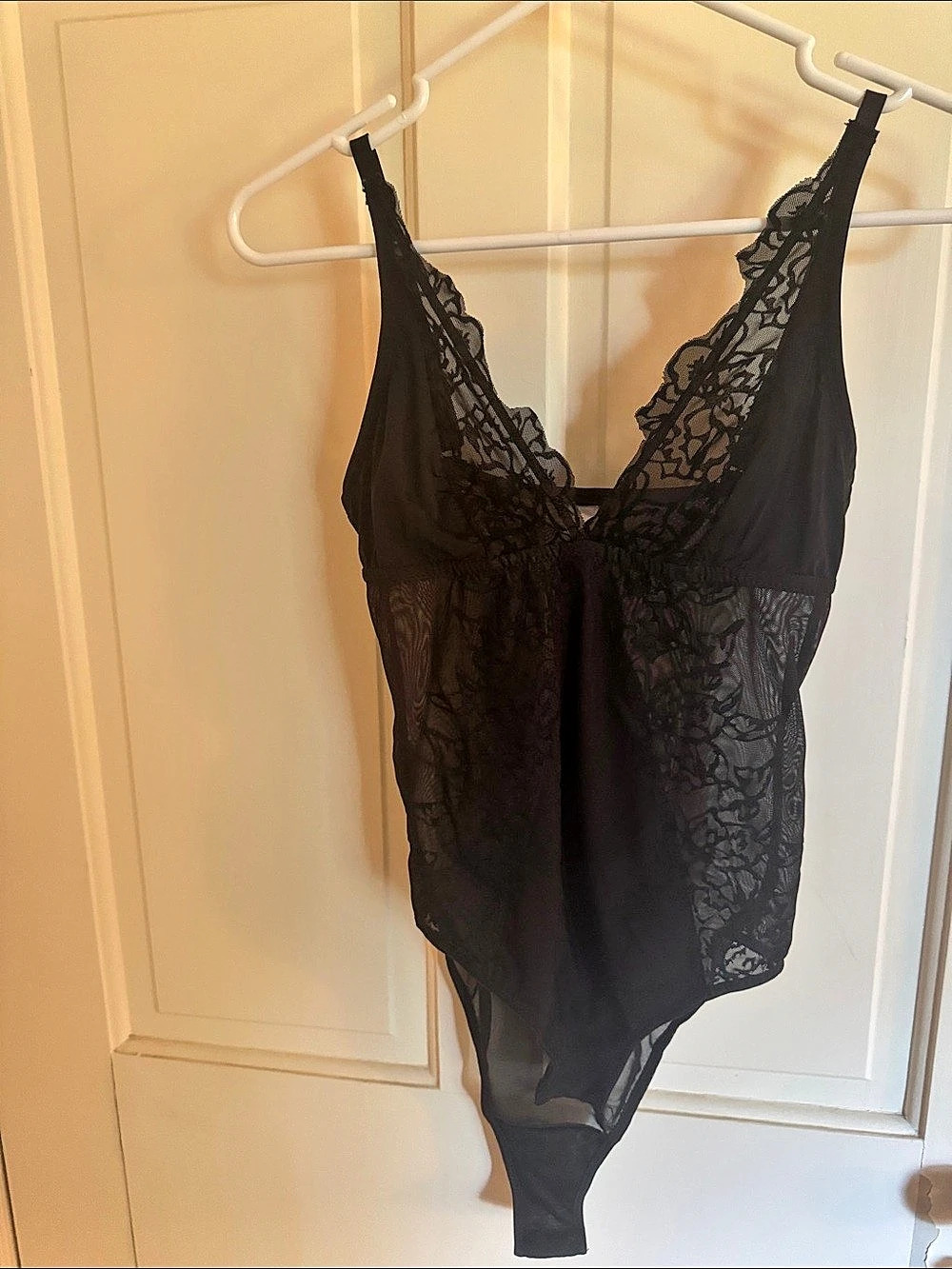 Flora Black Floral Lace Bodysuit Size Small